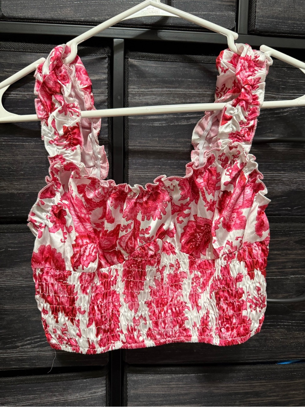 Floral Pink Smocked Ruffle Strap Camisole
